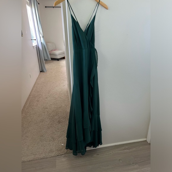 LULUS In Love Forever Emerald Green Lace-Up High-Low Maxi Dress - Picture 4 of 9